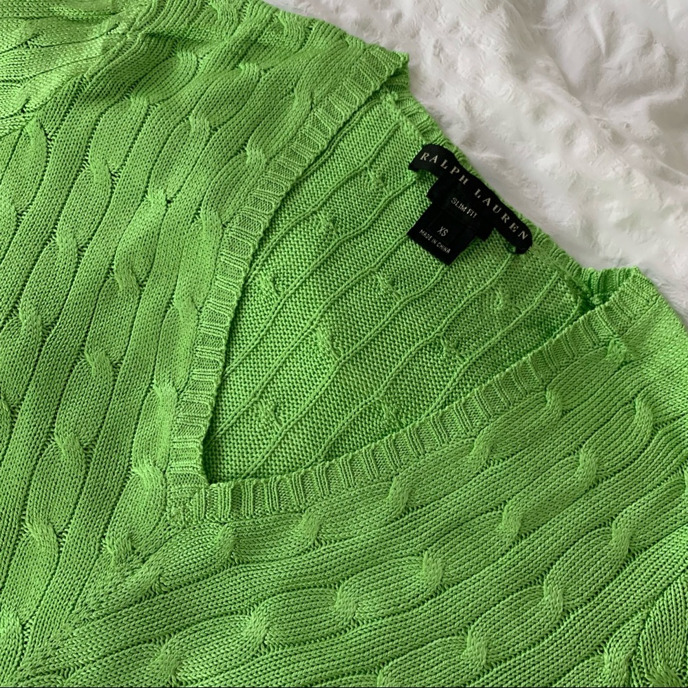 Ralph Lauren 100% Silk Sweater Lime Green - Picture 2 of 9
